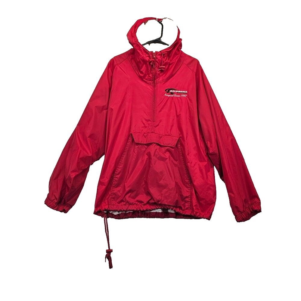 VTG Top Gear Mens California Speedway Racing Jacket Windbreaker Hoodie Red‎ XL
